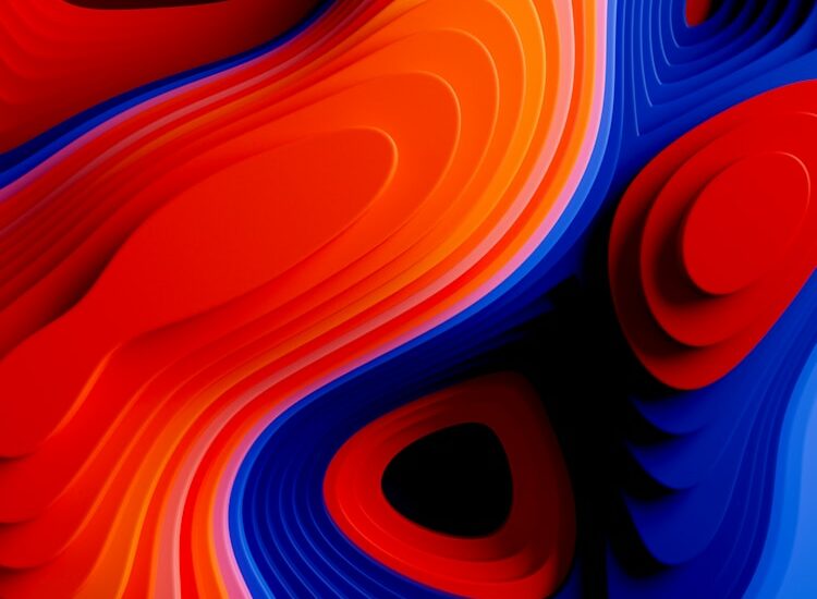 Abstract, colorful, layered background.